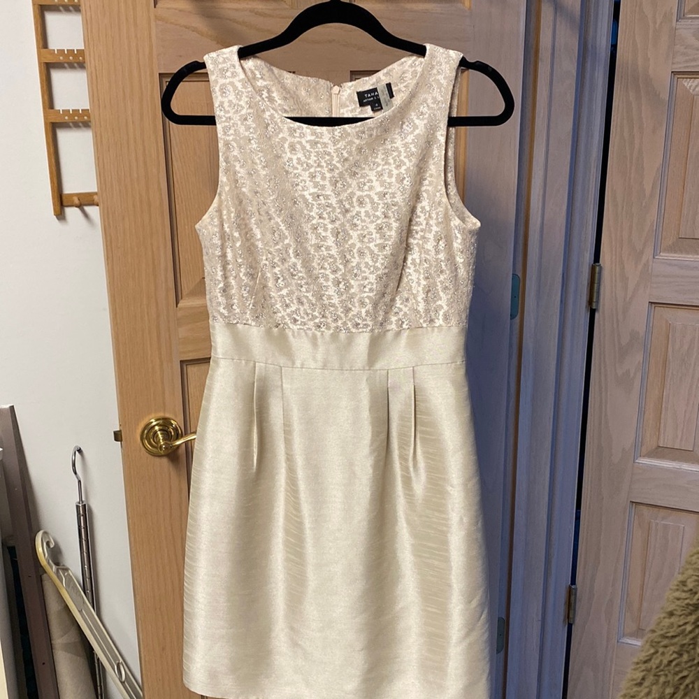Tahari Cocktail Dress. Size 4. Color: Champagne